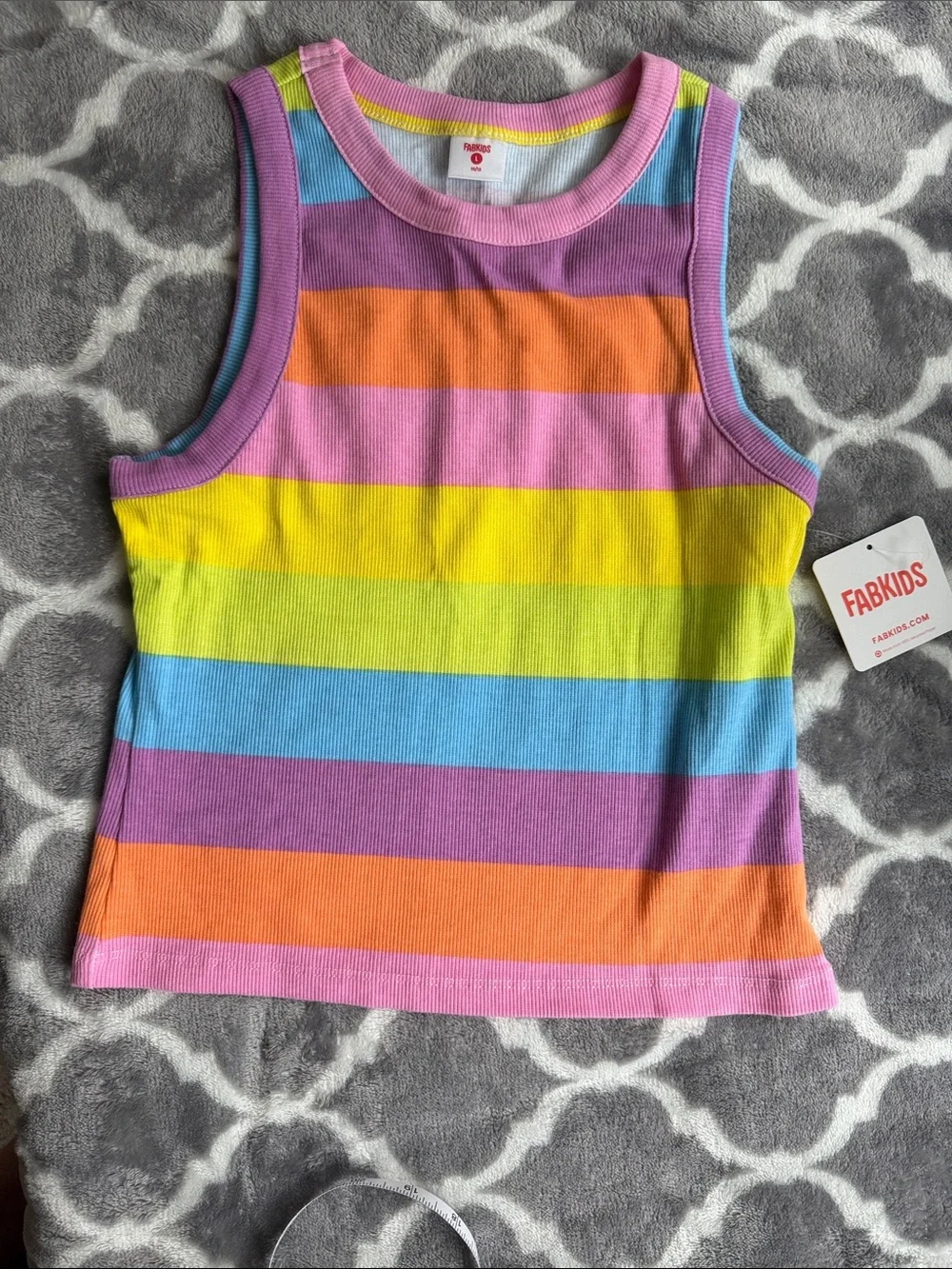 fabkids Pink Rainbow Stripe Tank Top - NWT